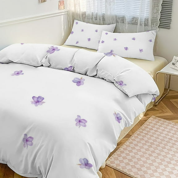 Purple Lavender Print Bedding Set Couple Bedclothes Pillowcase Customized Home Textiles Bed Set for Bedroom Decoration