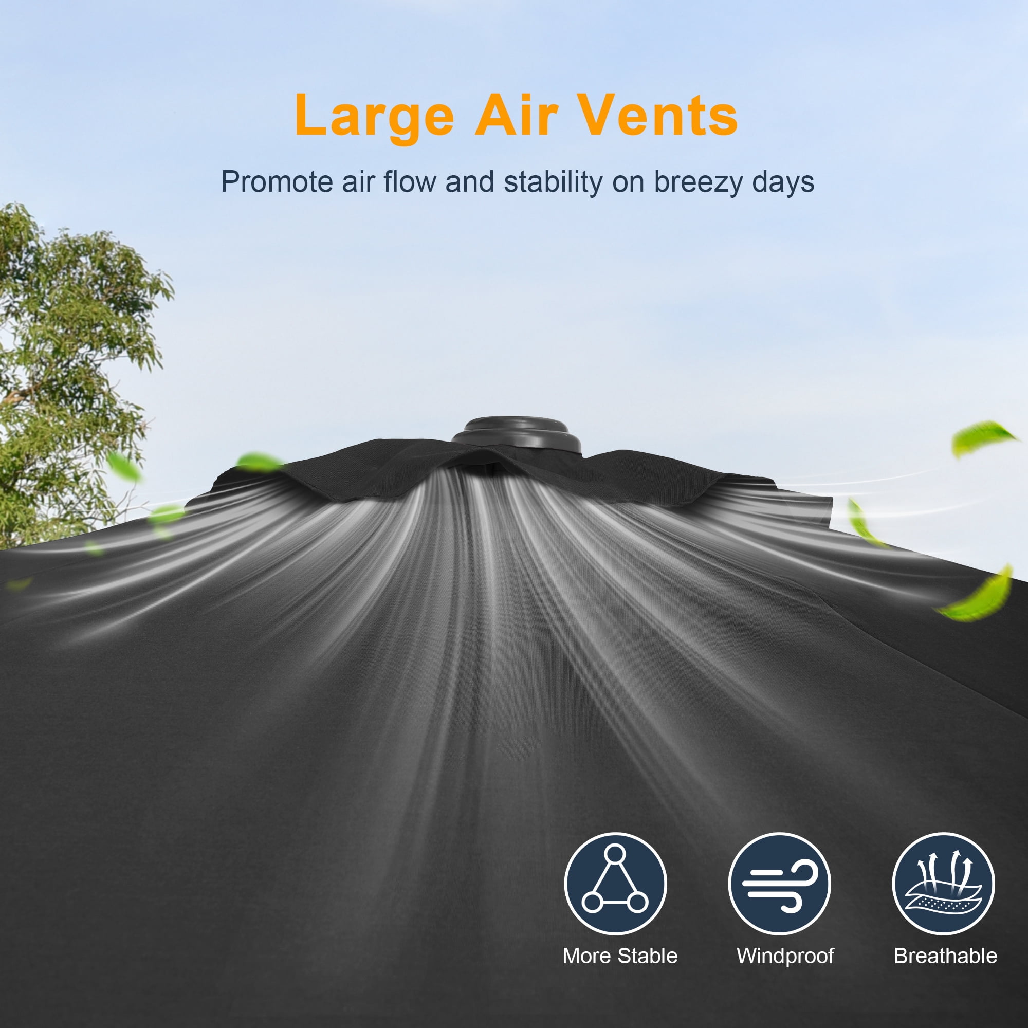 ACEGOSES 7.5ft Patio Umbrella, Outside Table Umbrellas With Non-Fading Polyester canopy, Black