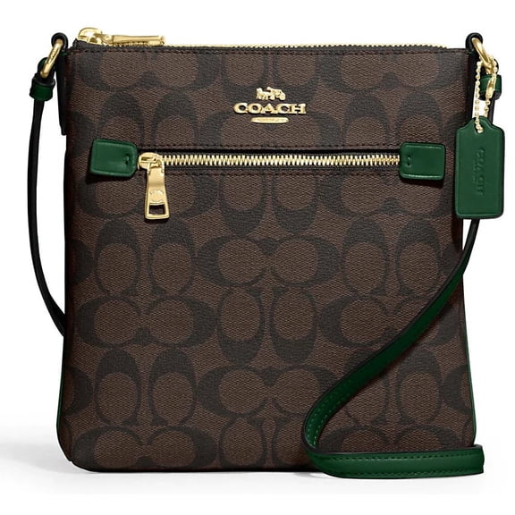 Coach Women's Top Zip Mini Rowan File Bag In Signature Canvas Leather (Brown / Dark Pine)