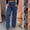 Style1-Blue pants for women, variant on Jeans for Women Plus Size Button Down Elastic High Waisted Rhinestone Jeans Pants with Multiple Pockets Straight Leg Denim Pants Loose Fit Y2K Streetwear Sparkly Jean Blue XXXL