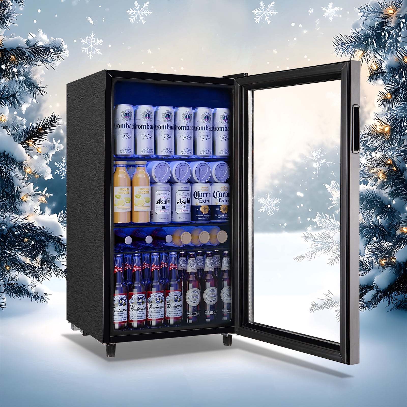 TACOOL Small Beverage Cooler 130 Can Beverage Refrigerator Cooler, 3.5 Cu.Ft Drink Mini Fridge Glass Door for Soda Beer Black