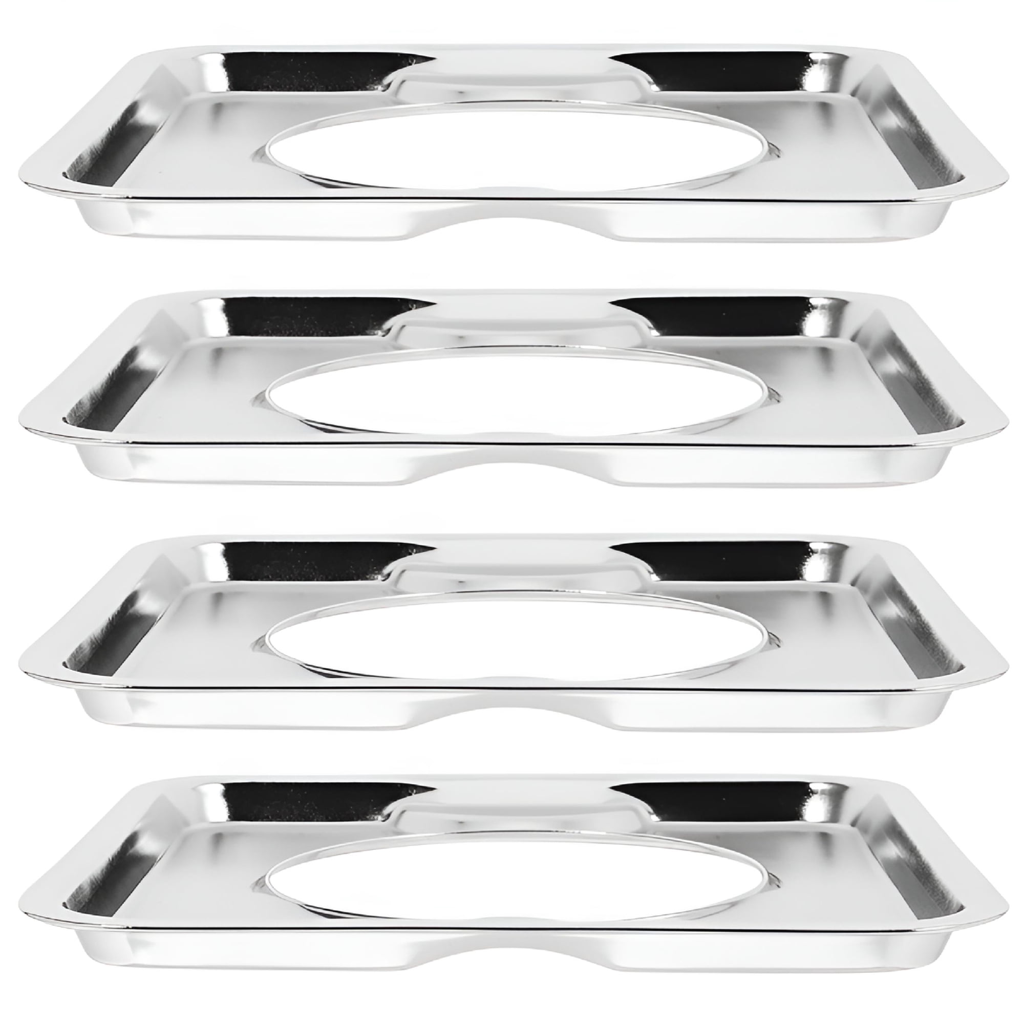 RAIRSKY 4pcs Square Gas Burners Stove Top Covers Gas Stove Burner Liners Stainless Steel Burner Drip Pans Gas Range Drip Pan Replacement Stove Tray Electric Range Burner Stove Tray
