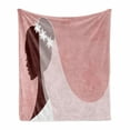 thumbnail image 1 of Bridal Shower Soft Flannel Fleece Blanket, Bride in Wedding Dress on Pink Backdrop with Veil Celebration Image, Cozy Plush for Indoor and Outdoor Use, 70" x 90", Pale Pink and White, by Ambesonne, 1 of 6