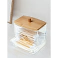 thumbnail image 2 of OUSITAID Acrylic Paper Cup Dispenser with Bamboo Lid Clear Paper Holder 2 In 1 Round and Square Cotton Swabs Storage Box, 2 of 7