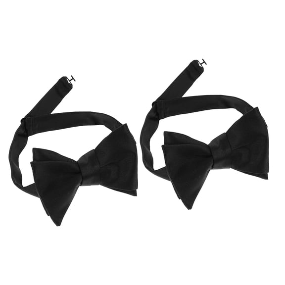Minkissy 2Pcs Men Classic Bow Tie Black Polyester Adjustable Formal Neck Accessory