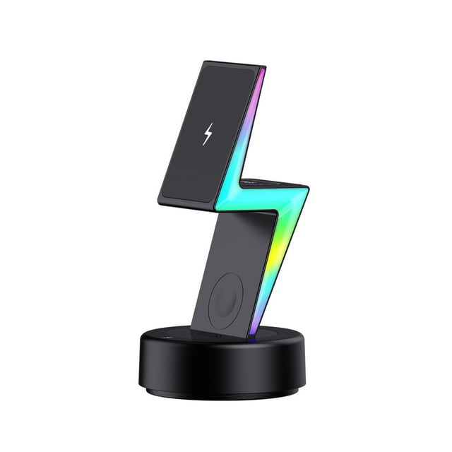 3-in-1 Magnetic Wireless Charger Station For IPhone AirPods Apple Watch, 20W Fast Charging With Smart Safety Protection, Ambient Lighting