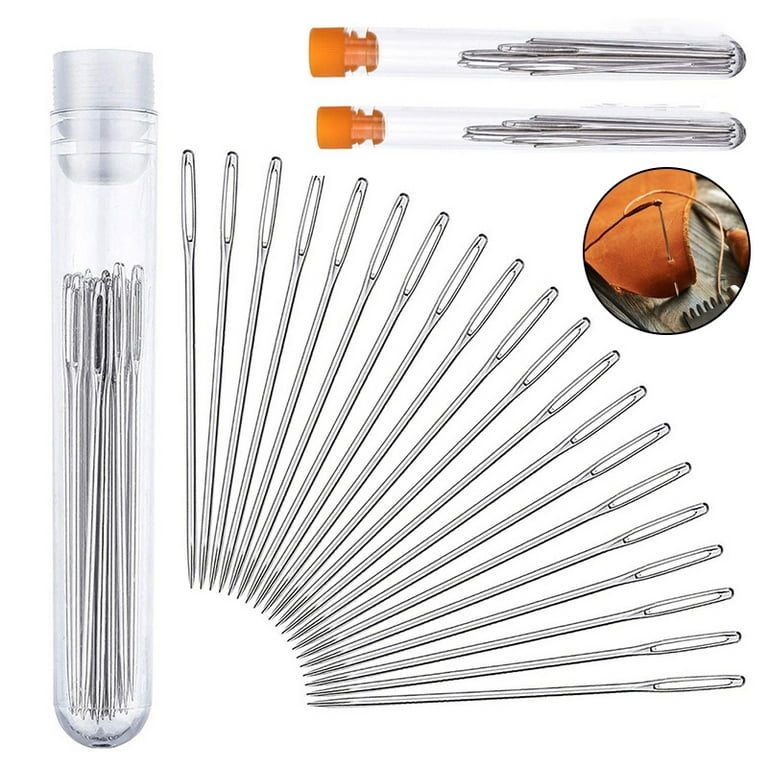 Outus Large-Eye Blunt Needles Steel Yarn Knitting Needles Sewing Needles, 9 Pieces (Silver)