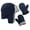 Navy Eco Recycled Fabric, variant on Boys Toddler Baby Fleece Sherpa Lined Trooper Hat & Mitten Winter Set - Kids Navy