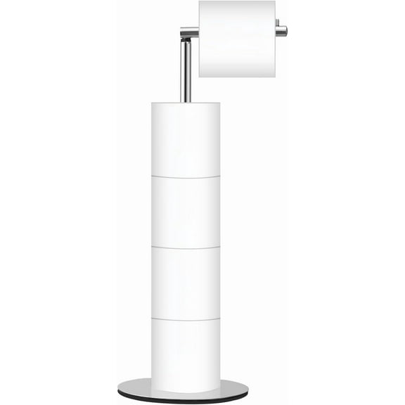 Toilet Paper Holder Stand, Free Standing Toilet Paper Roll Holder with Reserve, Modern Bathroom Toilet Paper Stand for 4 Rolls, Chrome