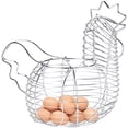 thumbnail image 3 of Cestas de alambre de metal para huevos, soporte con forma de pollo, cesta rústica redonda con asa, 3 of 4