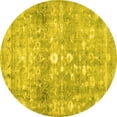 thumbnail image 1 of Ahgly Company Machine Washable Indoor Round Abstract Yellow Contemporary Area Rugs, 3' Round, 1 of 4