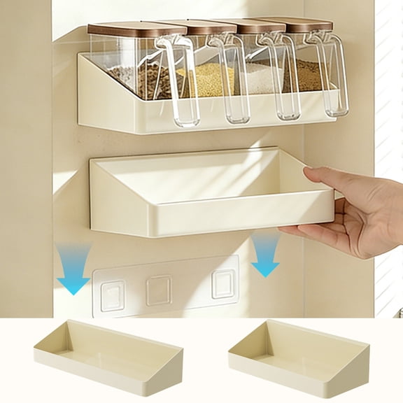 Sentmoon No-Drill Wall-Mounted Seasoning Rack Kitchen Spice Organizer Oil Vinegar Shelf Non-Perforated Space-Saving Countertop Storage for Jars Bottles Condiment Holder Home Kitchen