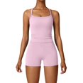 thumbnail image 4 of Workout Sets for Women Yoga 2 Piece Outfit Solid Color Seamless Tank Top with Shorts Sports Fitness Activewear, 4 of 4