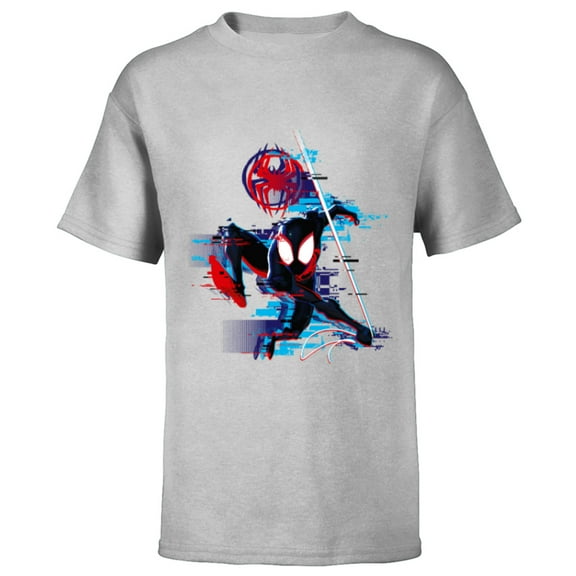 Marvel Spider-Man: Across the Spider-Verse Miles Glitch - Short Sleeve T-Shirt for Kids - Customized-Athletic Heather