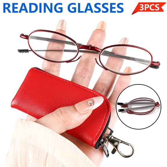 3 Pack Folding Reading Glasses for Men and Women, Blue Light Blocking Readers with Spring Hinge, Portable Compact Foldable Eyeglasses,  1.00 to  4.00 Magnification