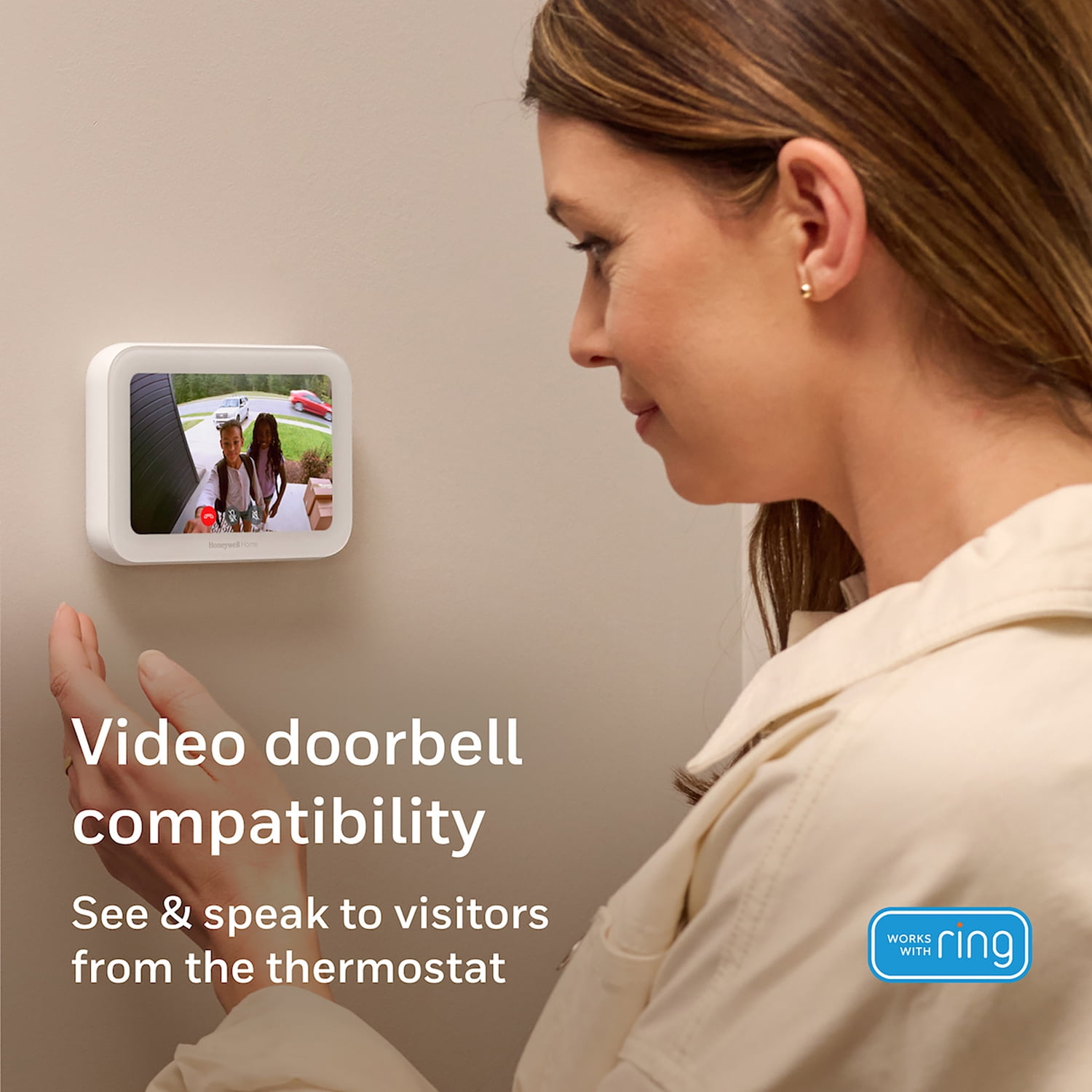 Honeywell Home X8S Smart Thermostat with Video Doorbell Compatibility, Indoor Air Quality Control, and Customizable Touchscreen Display, White