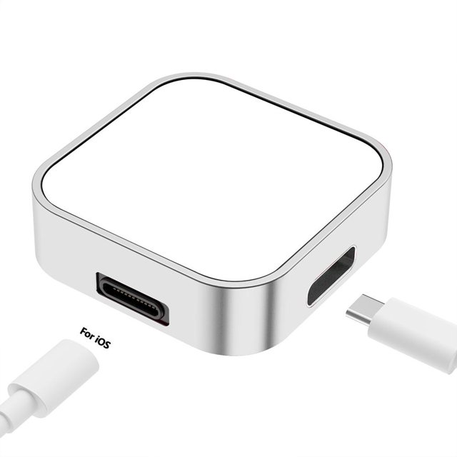 Cargador magnético inalámbrico tipo C de 8 pines para Apple Watch Ultra 49 mm / 8 7 6 (plata)