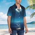 thumbnail image 3 of Balery Night Sky Moon Dolphin Camisas hawaianas de manga corta para hombre, camisas playeras de corte holgado, camisas de vacaciones con botones,Large, 3 of 7