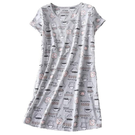 YOTMKGDO Nightshirts & Gowns  Lingerie Plus Size Womens Cotton Nightgown Shirt Casual Print Sleepdress Womens Sleepwear  1 Piece L