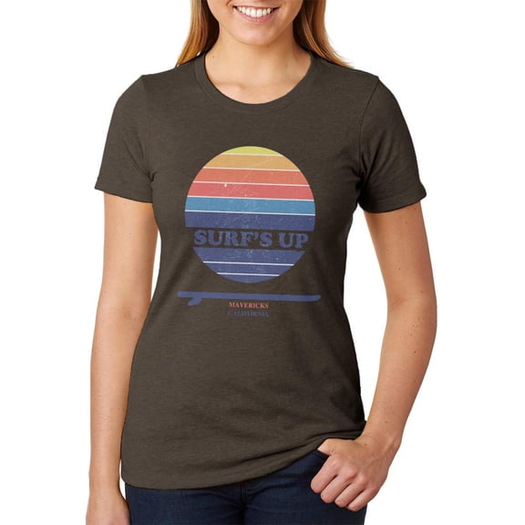 Surf's Up Mavericks California Juniors Soft Heather T Shirt Heather Brown SM