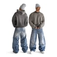 thumbnail image 5 of Pantalones vaqueros holgados con bordados empalmados retro Y2K para hombre y mujer, a la moda, con bordes sin rematar, con agujeros rasgados, de pierna ancha, rectos, pantalones de trabajo, ropa de ca, 5 of 5