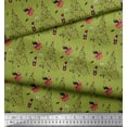 thumbnail image 2 of Soimoi Green Cotton Voile Fabric Champagne,Glass & Tree Christmas Printed Craft Fabric by the Yard 42 Inch Wide, 2 of 3