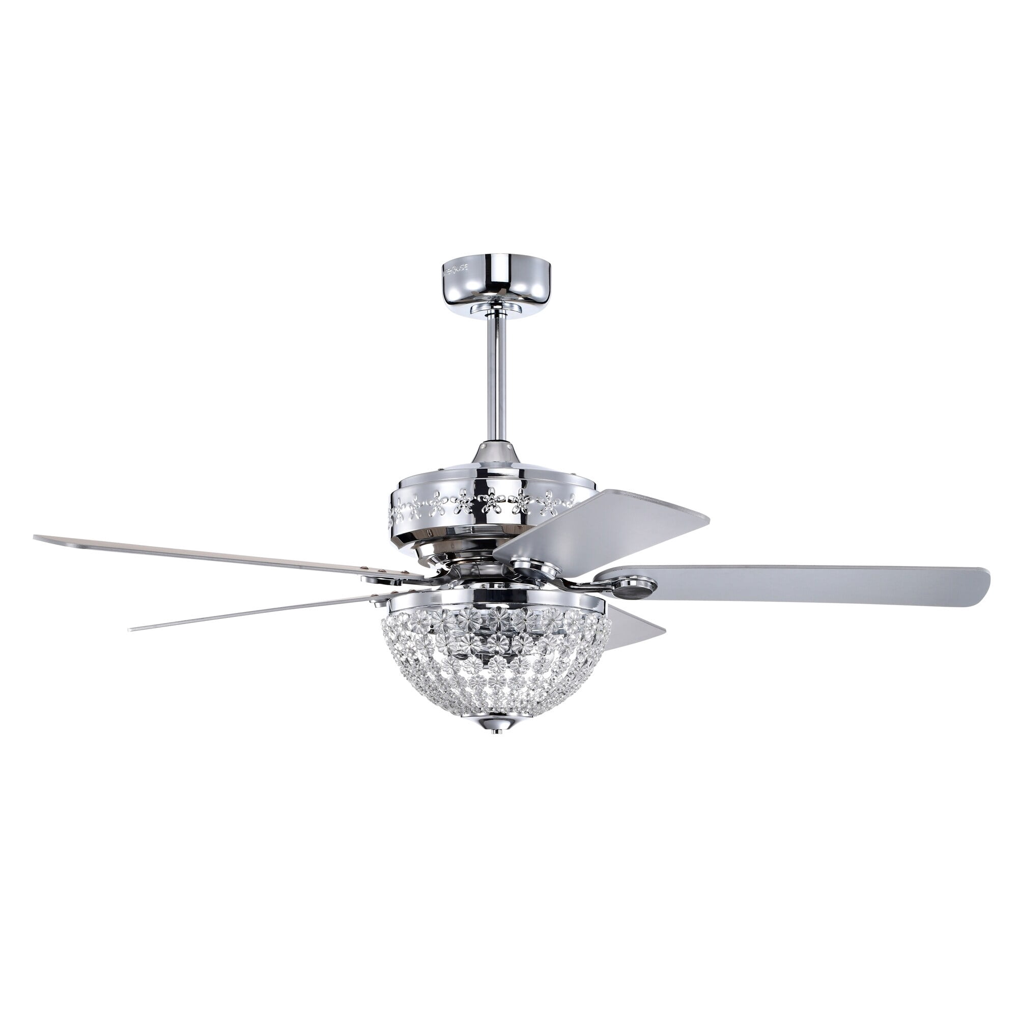 Warehouse of Tiffany AW01W03CR Itzel 52 in. 2-Light Indoor Chrome Finish Ceiling Fan Chandelier with Light Kit
