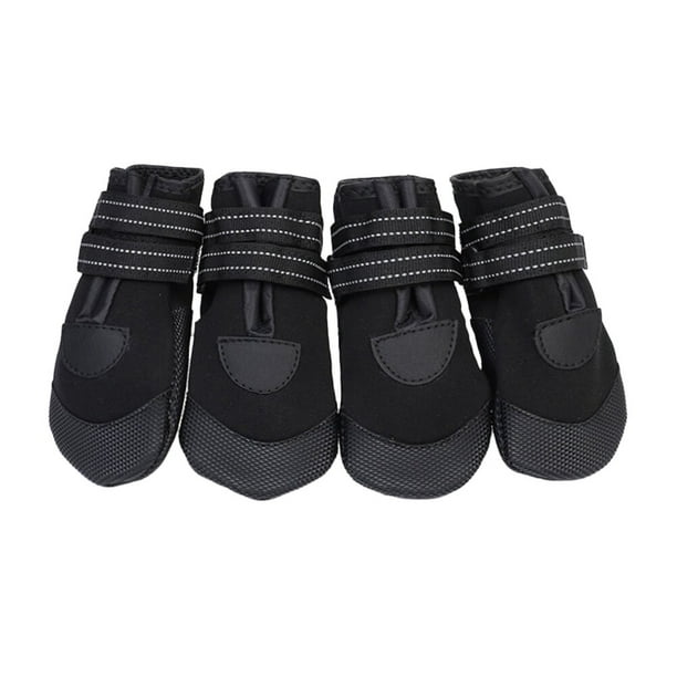 EeaseMX 4 botas de invierno cálidas para perros, impermeables, antideslizantes, reflectantes y de seguridad nocturna, para perros pequeños y grandes (negro)