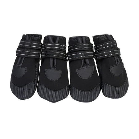 4pcs Winter Warm Pet Dog Shoes Waterproof Small Big Dog s Boots Cloth Non-Slip Night Safe Reflective Boots for Dogs Pet Accessories(Black)