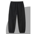 thumbnail image 2 of Boy Girl Winter Clothes Cotton Fleece Elastic Waisted Casual Warm Joggers with Pockets Loose Sweatpants for Kids (6-7 Years, Black), 2 of 3