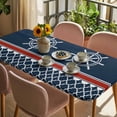 thumbnail image 3 of Navy Blue Coastal Table Cloths for 6 Foot Rectangle Tables, Nautical Ocean Sea Rudder Abstract Art Patio Waterproof Elastic Fitted Tablecloths, Washable Rectangular Table Cover for Camping, 3 of 8