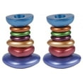 thumbnail image 1 of Yair Emanuel Anodized Aluminum Shabbat Candlestick Stone Tower Multicolored, 1 of 1