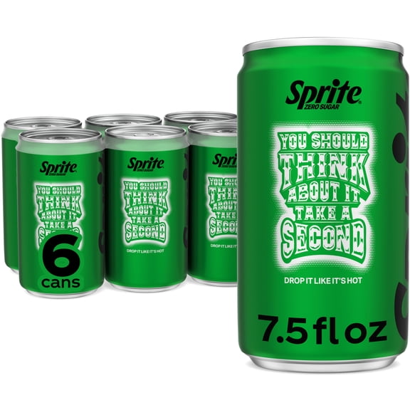 Sprite Zero Sugar Lemon-Lime Caffeine Free Soda Pop Mini Cans, 7.5 fl oz, 6 Pack