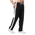 thumbnail image 4 of Mens Fleece Sweatpants Loose Fit Open Bottom Moisture Wicking Track Athletic Jogger Streetwear Trousers Black, 4 of 7