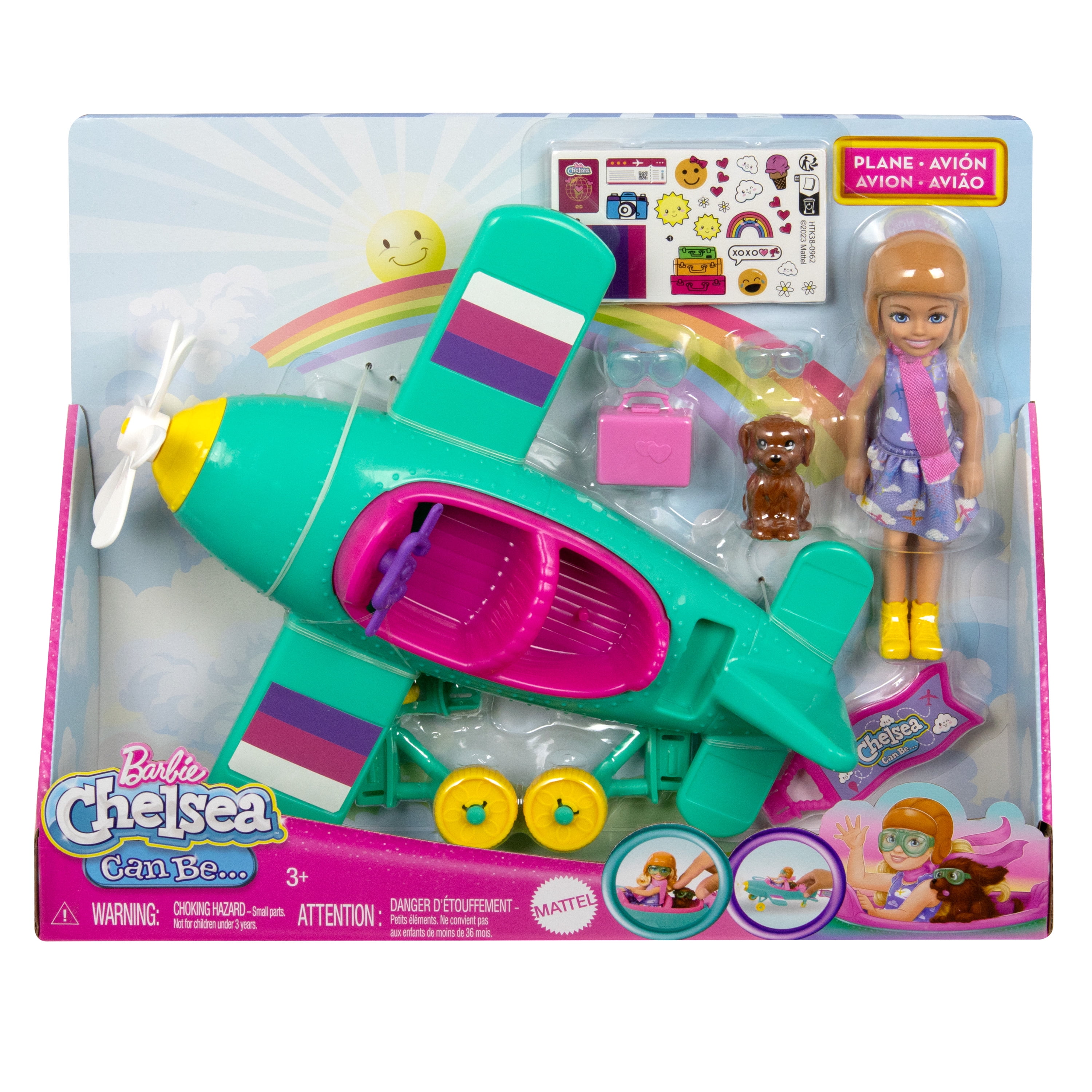 Barbie Chelsea Can Be… Plane Doll & Playset, 2-Seater Aircraft with Spinning Propellor & 7 Accessories, Ages 3+