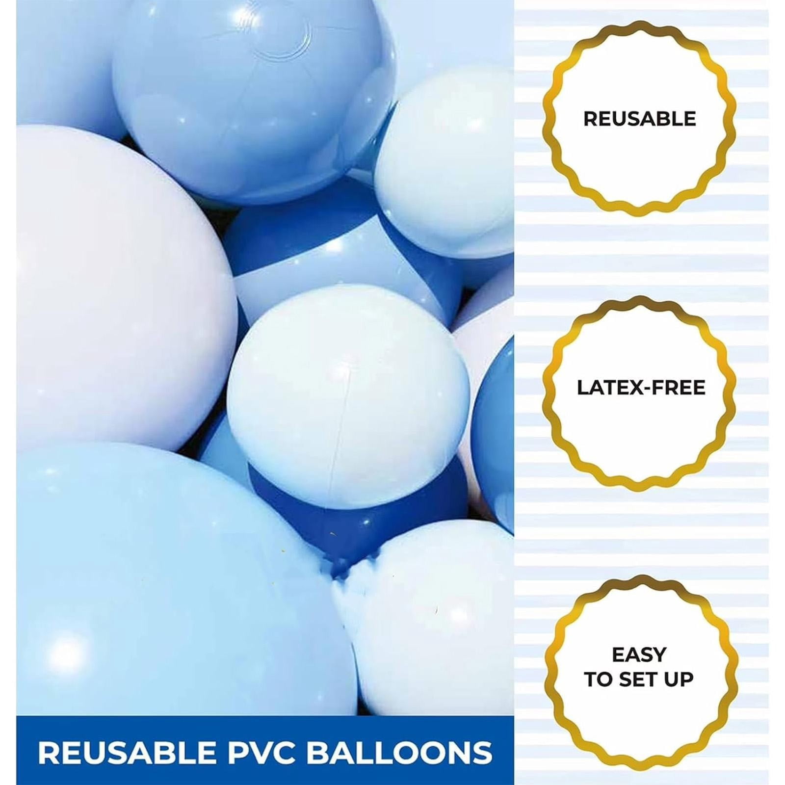 Reusable Inflatable Balloon Garland Arch Kit, Pvc Party Decoration With Elastic Band, Quick & Easy To Inflate And Set Up, Inflatable Pvc Garland, Party Decoration For Birthdays, Weddings, 43.3x24.8"