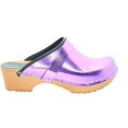 thumbnail image 2 of BJORK Maja Open Back Wood Leather Clogs (Magenta Metallic - EU37), 2 of 8
