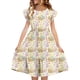 thumbnail image 1 of Vestido de Verano de Manga Corta Vestido de Manga Plisada de Doble Capa para Niños de 5-14 Años Vestidos de Verano con Mangas Cortas para la Moda Informal, 1 of 7