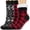 A-Black snow deer + Red black check pattern, variant on Loritta Secret Women Fuzzy Slipper Socks, 2 Pairs Christmas Winter Cozy Warm Thick Socks with Non-Slip Grippers