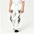 thumbnail image 2 of CONZONE Big Boys Baggy Sweatpants Y2K Graphic Joggers for Boys Drawstring Fall Winter Athletic Trousers with Pockets, 2 of 5