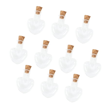 WHAMVOX 20pcs Heart Shaped Wishing Bottle Small Glass Bottles Jars with Cork DIY Craft Bottle for Home Shop