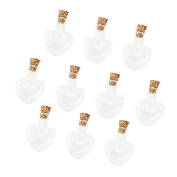 WHAMVOX 20pcs Heart Shaped Wishing Bottle Small Glass Bottles Jars with Cork DIY Craft Bottle for Home Shop
