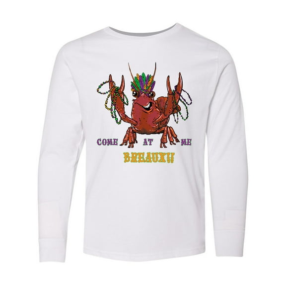 Inktastic Mardi Gras Come at Me Breaux Crayfish Long Sleeve Youth T-Shirt