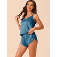thumbnail image 2 of DARING DIVA Women's Satin Backless Lingerie Tops with Shorts Cami Pajamas Sets XS Blue, 2 of 6
