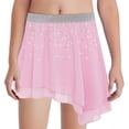 thumbnail image 4 of YUUMIN Toddler Girls Elastic Waistband Shiny Pleated Mini Skater Skirt Flared Ballet Dance Skirts 6-16 Years Pink 12, 4 of 6