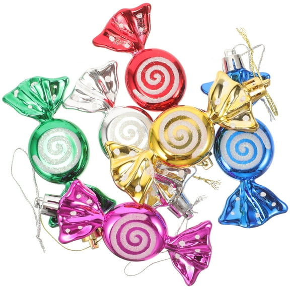 Jiyike A Box of Six Colorful Christmas Decoration Candy Props Hanging Pendant Ornament Party Supplies for Christmas Tree