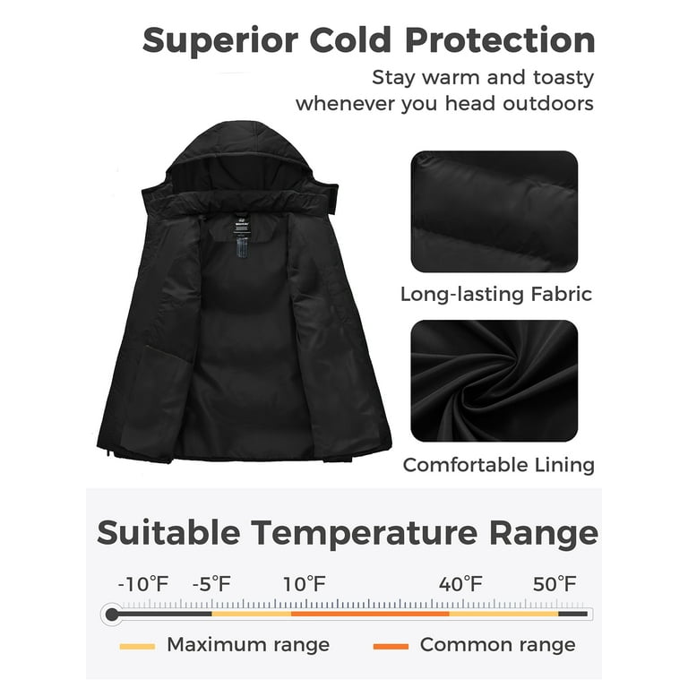 Wantdo Men s Coat Short Winter Jacket Warm Puffer Jacket Recycled Winter Coat Black M Walmart