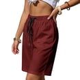 thumbnail image 5 of Yteetum Women's Bermuda Shorts Summer Elastic Waist Drawstring Knee Length Shorts Casual Solid Loose Fits Lightweight Comfy Workout Shorts, 5 of 7