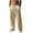 Khaki (New Upgrade), variant on Wide Leg Pants for Men Casual Elastic Waist Linen Pant Summer Solid Color Beach Vacation Trousers with Pockets Yellow M