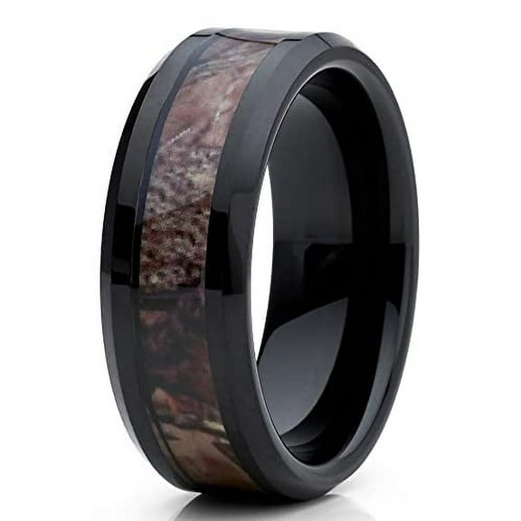Camouflage Wedding Ring,Camouflage Tungsten Wedding Band,Black Wedding Ring,8mm Wedding Ring,Anniversary Ring,Engagement Ring,Comfort Fit